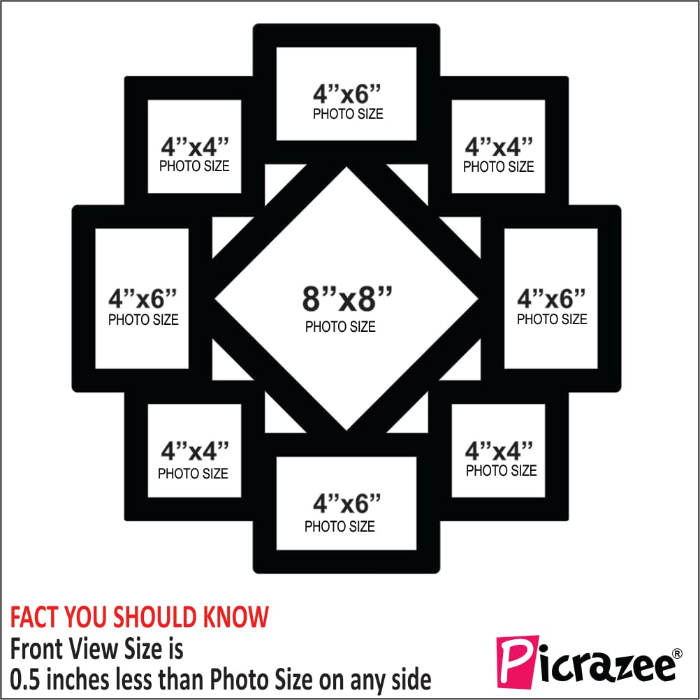 Picrazee Mdf Wall Collage Photo Frame For Multiple Photos In A Single Frame Family Picture Frame Wall Dcor For Living Room, Bedr